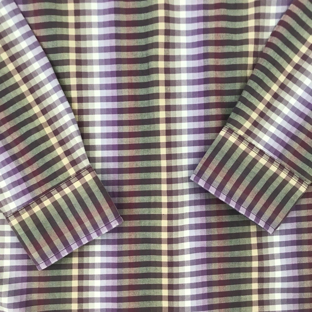 Tommy Bahama Button Up Shirt Mens Size Large Silk Blend Long Sleeve Purple Check - Picture 9 of 11